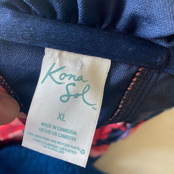 Kona Sol One Piece Lightly Padded Floral Bandeau Swimsuit, Size XL - Picture 5 of 7